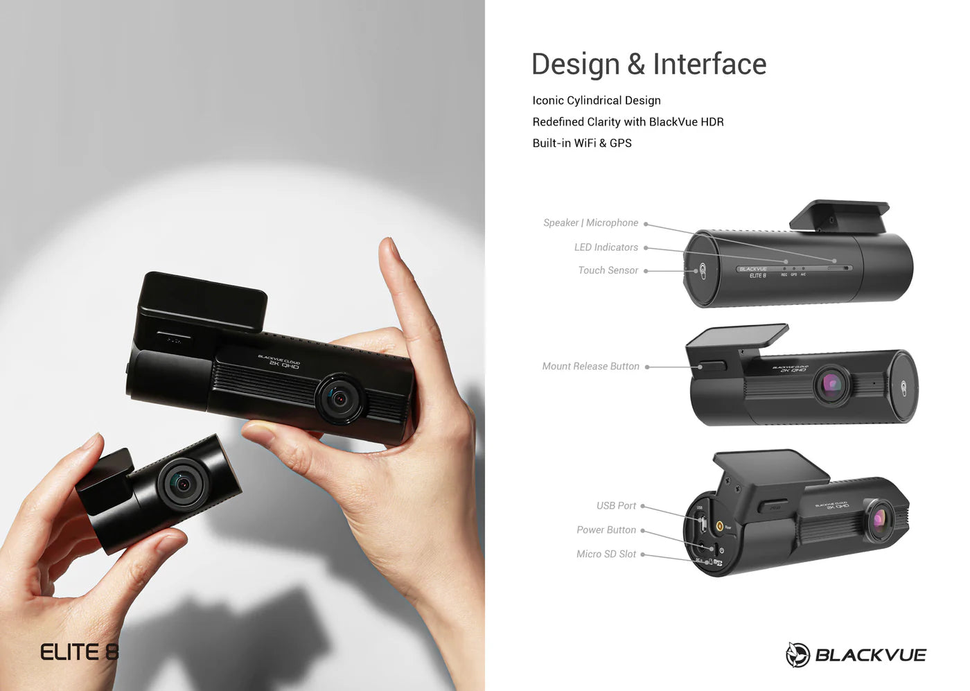 BlackVue ELITE 8-2CH 2CH Front + Rear 2K QHD Dash Cam
