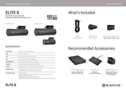 BlackVue ELITE 8-2CH 2CH Front + Rear 2K QHD Dash Cam