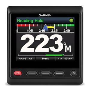 Garmin device displaying heading information on a black background