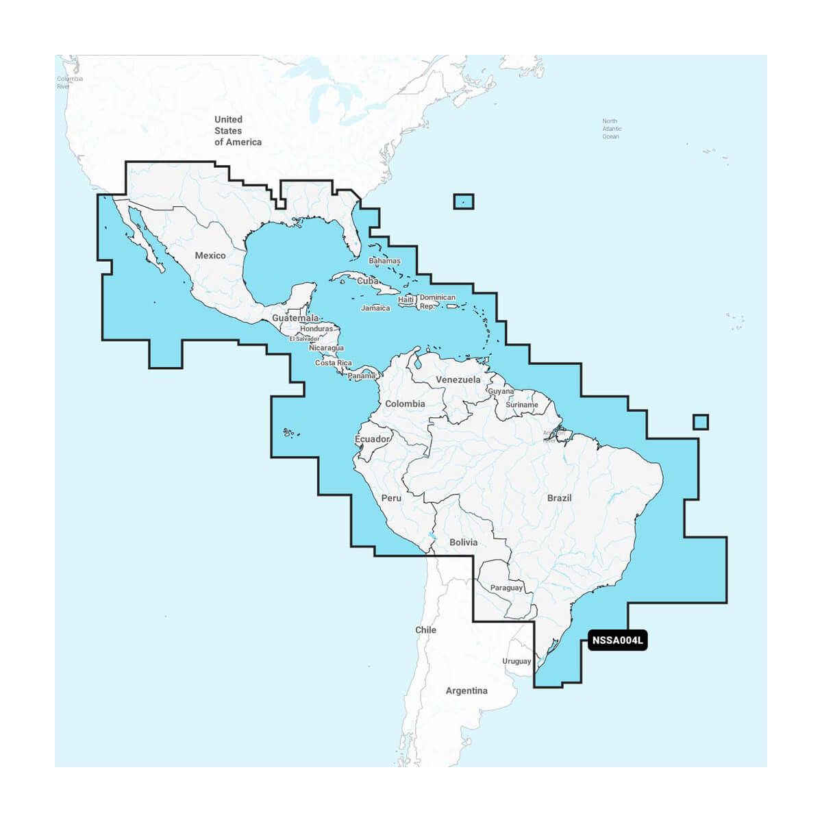 Map of South America with a focus 