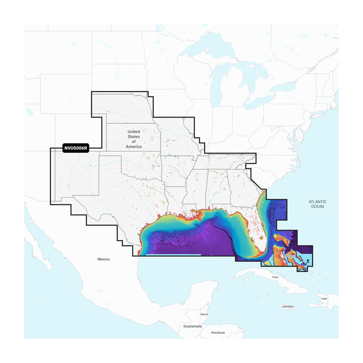 Map of the United States with a focus on Florida, showing bathymetric data in purple and blue.
