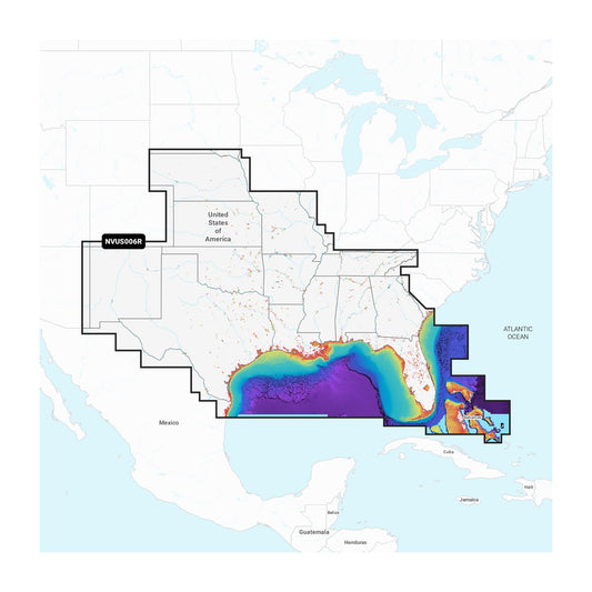 Map of the United States with a focus on Florida, showing bathymetric data in purple and blue.