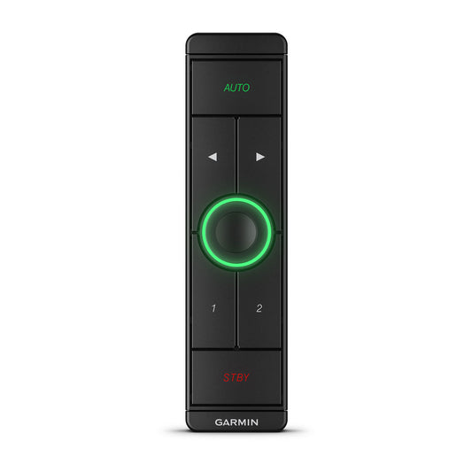 Black remote control with green and red indicators