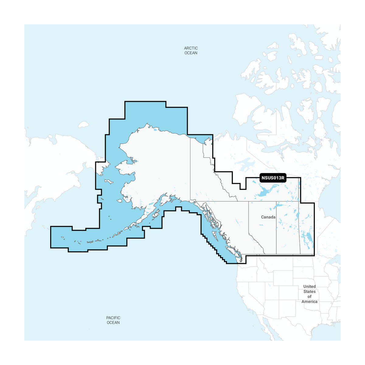 Map of Alaska with boundaries labeled