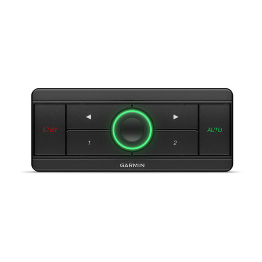 Garmin car control panel with buttons and a green indicator light