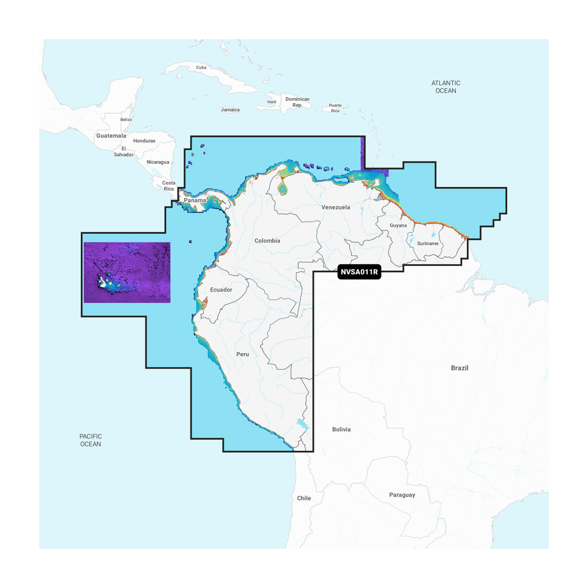 Map of South America with a focus on the Pacific Ocean and parts of Central and South America.
