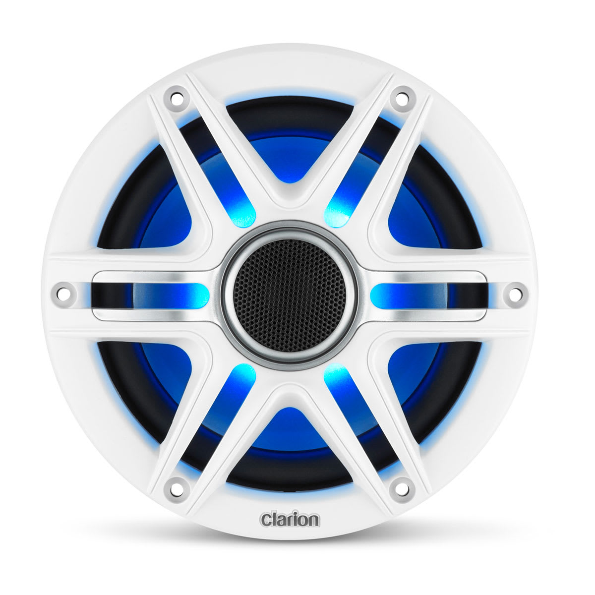 Clarion® CMSP Marine Speakers 6.5" with LED and White and Gray Sport Grille (CMSP-651RGB-SWG)