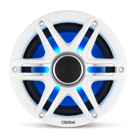 Clarion® CMSP Marine Speakers 6.5" with LED and White and Gray Sport Grille (CMSP-651RGB-SWG)