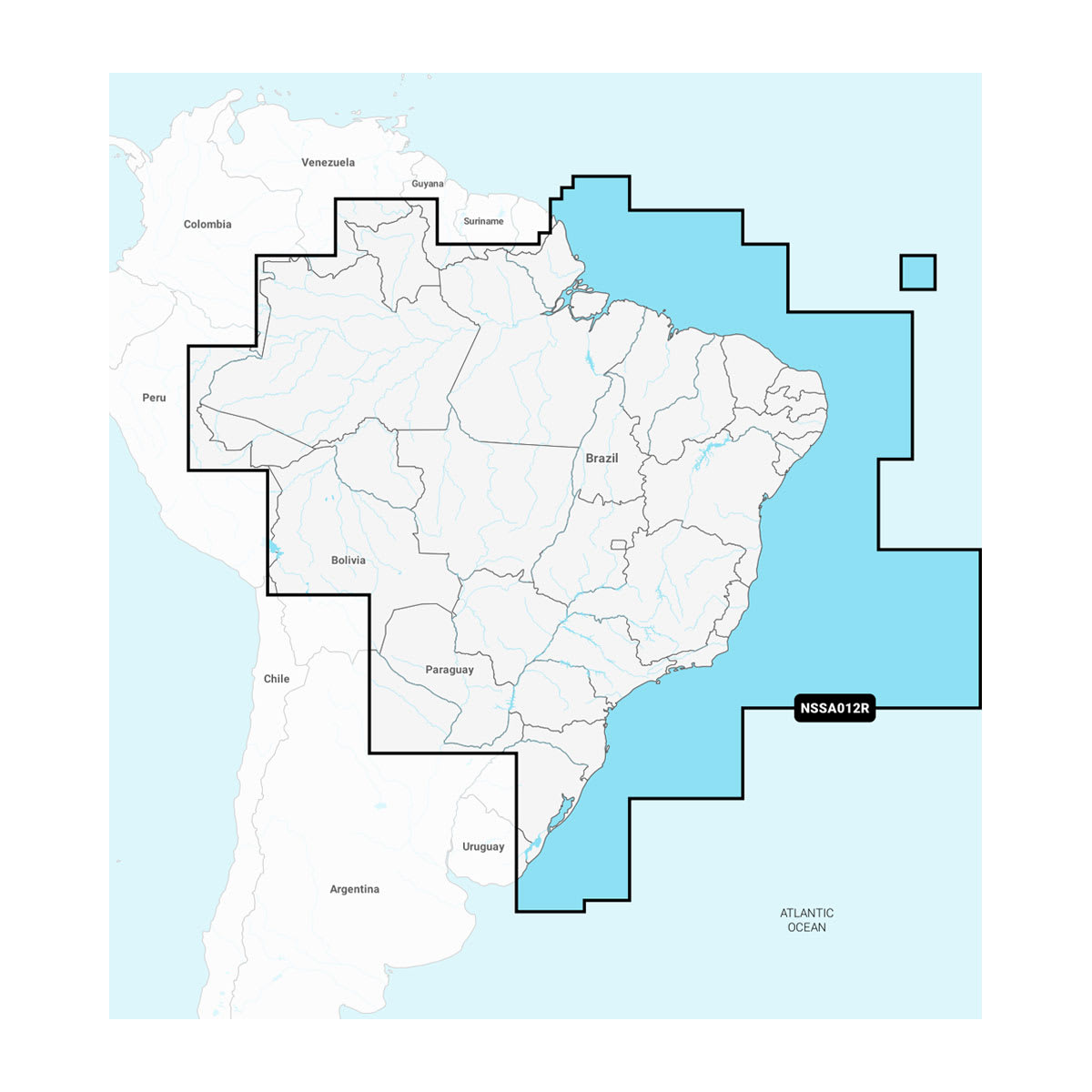 Map of South America with a focus on Brazil and its neighboring countries.
