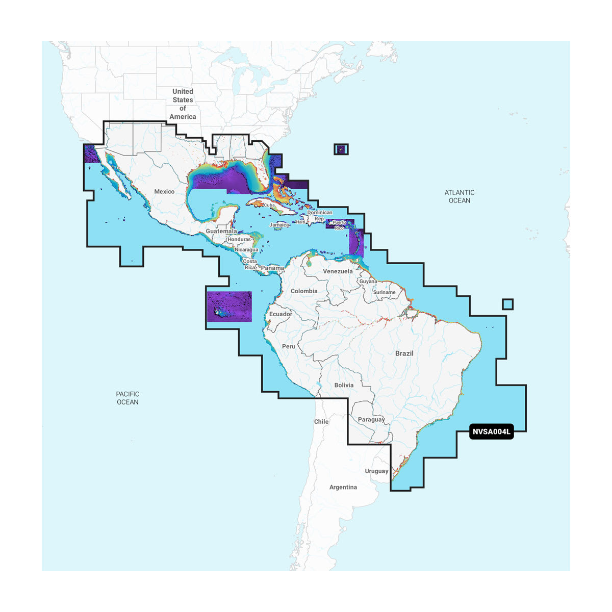 Map of the Americas with highlighted regions, likely indicating marine or territorial claims.
