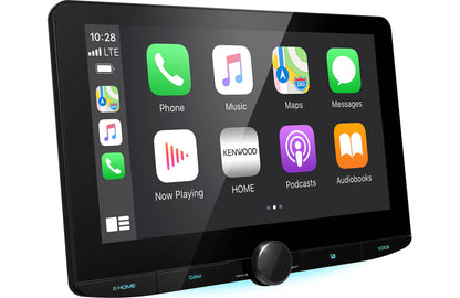 Car stereo system with touchscreen displaying various icons
