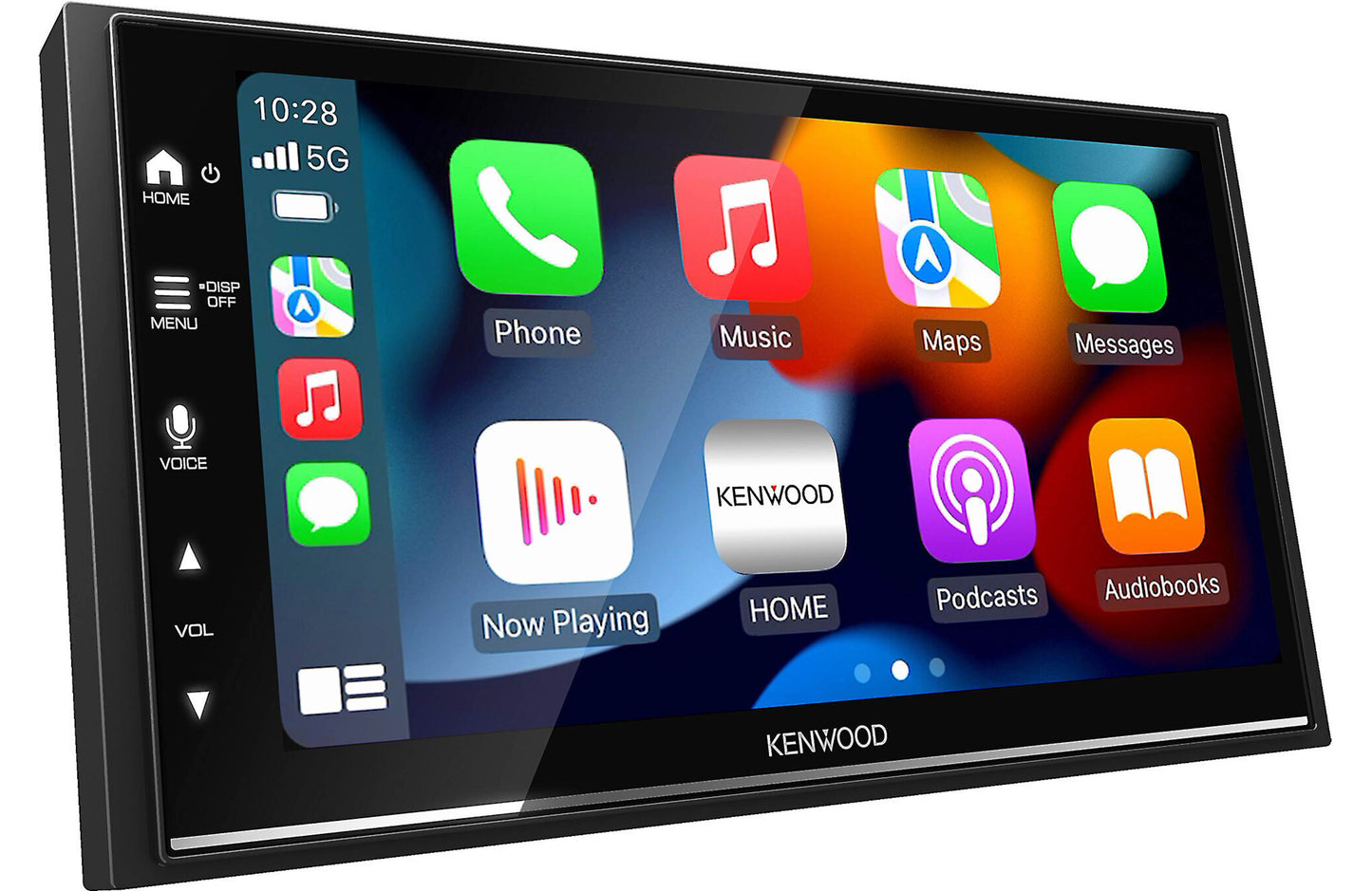 Car stereo system with touchscreen and app icons