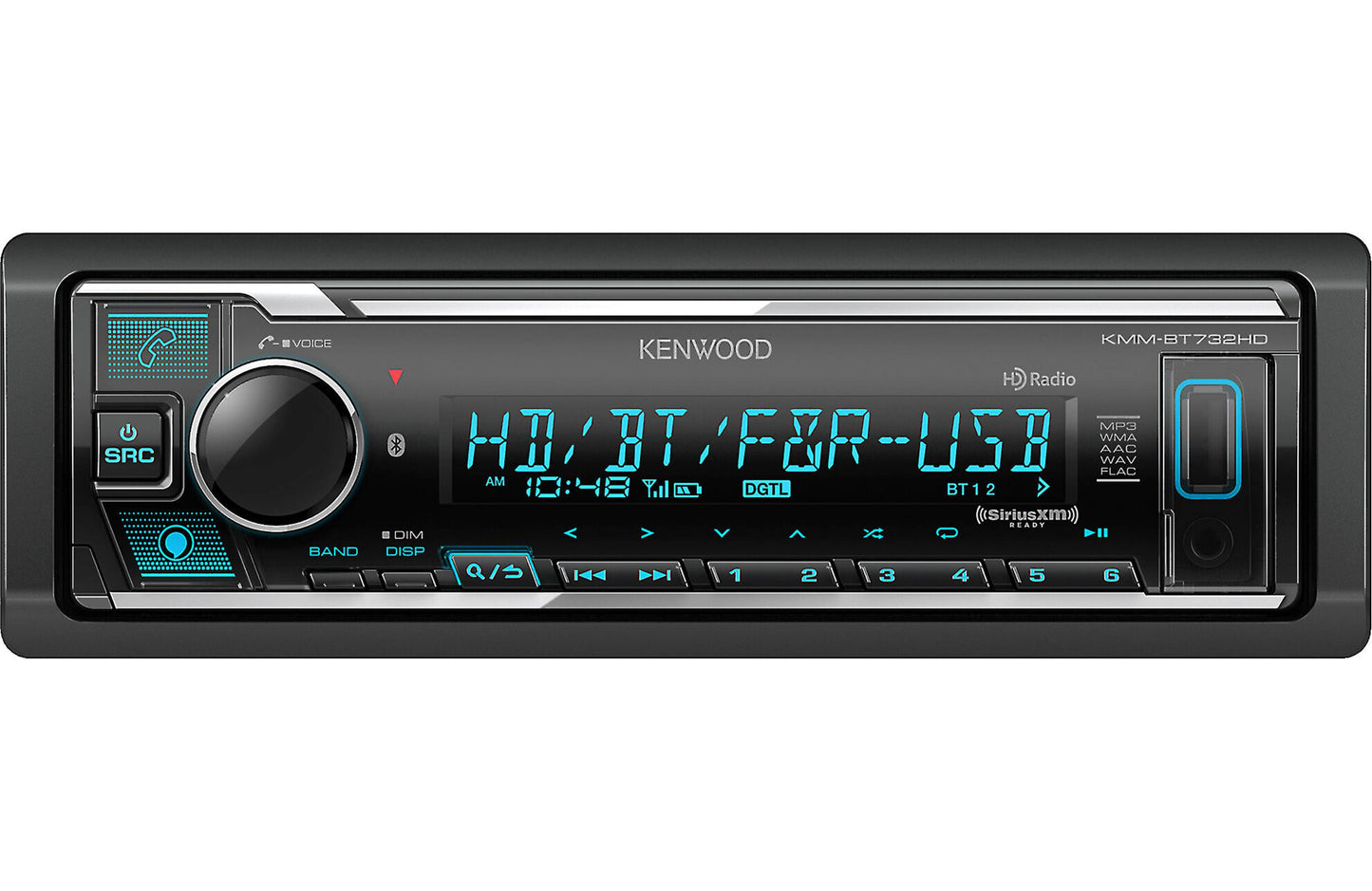 Kenwood KMM-BT732HD Bluetooth HD radio Ft & Rear USB DIN Media Receiver (No CD)