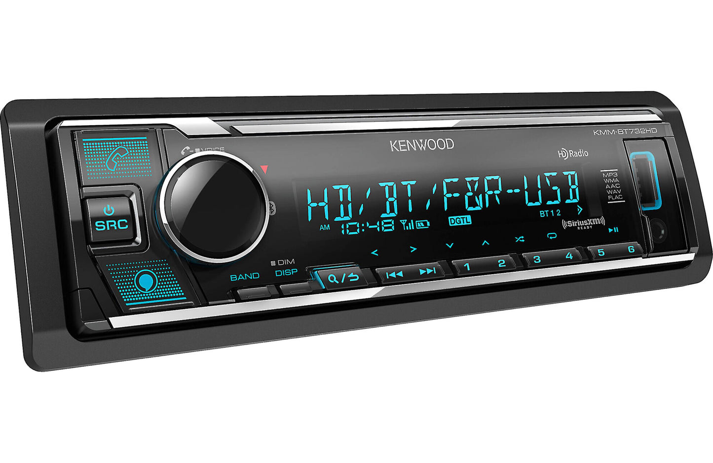 Kenwood KMM-BT732HD Bluetooth HD radio Ft & Rear USB DIN Media Receiver (No CD)