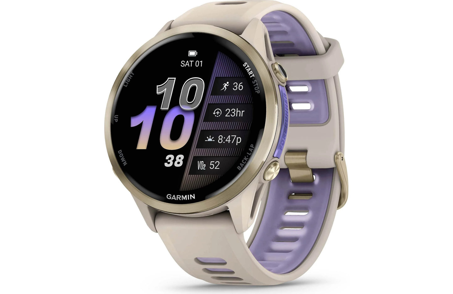 Garmin Forerunner 970 GPS running watch (Soft Gold with French Gray band)