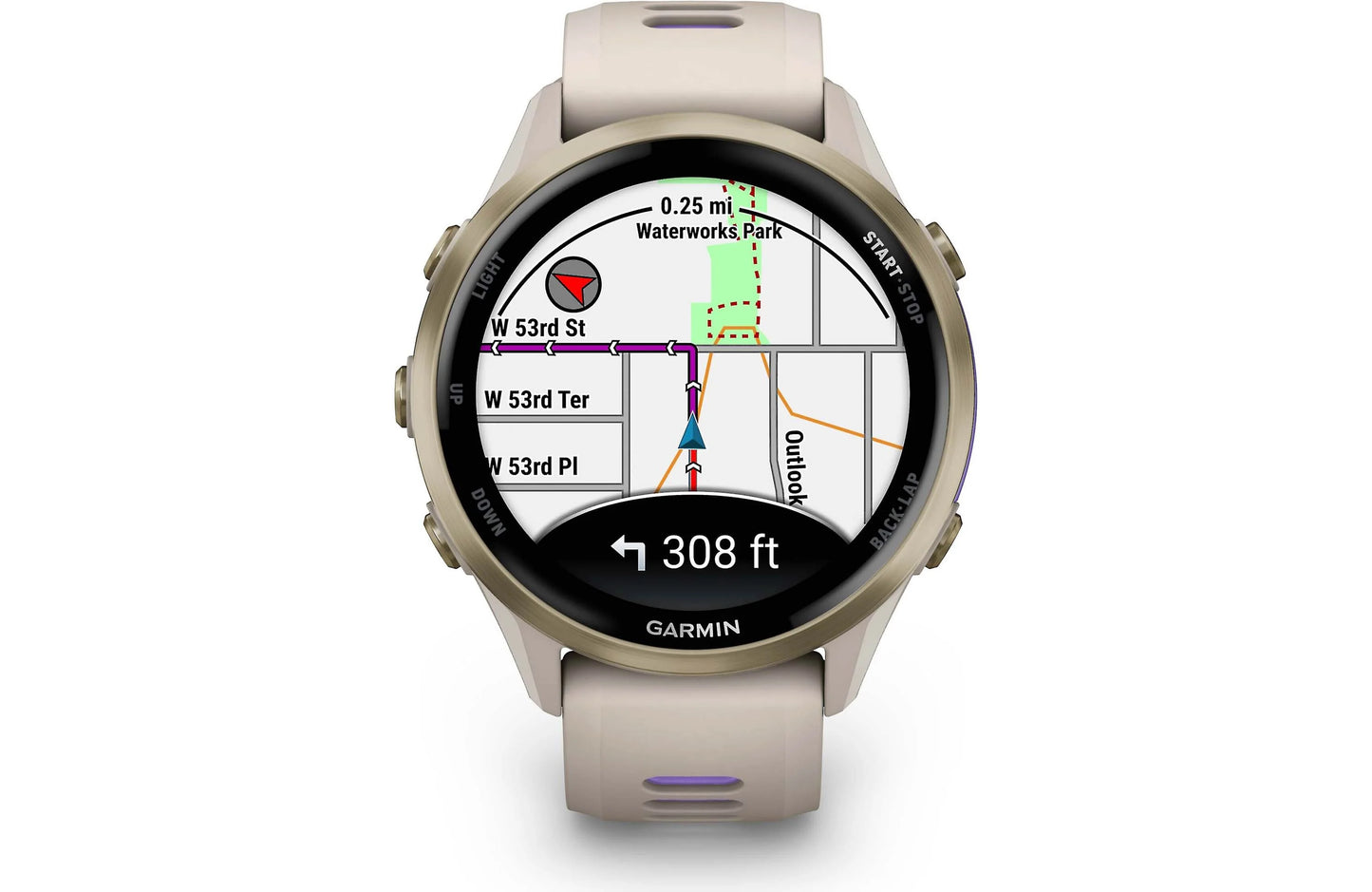 Garmin Forerunner 970 GPS running watch (Soft Gold with French Gray band)