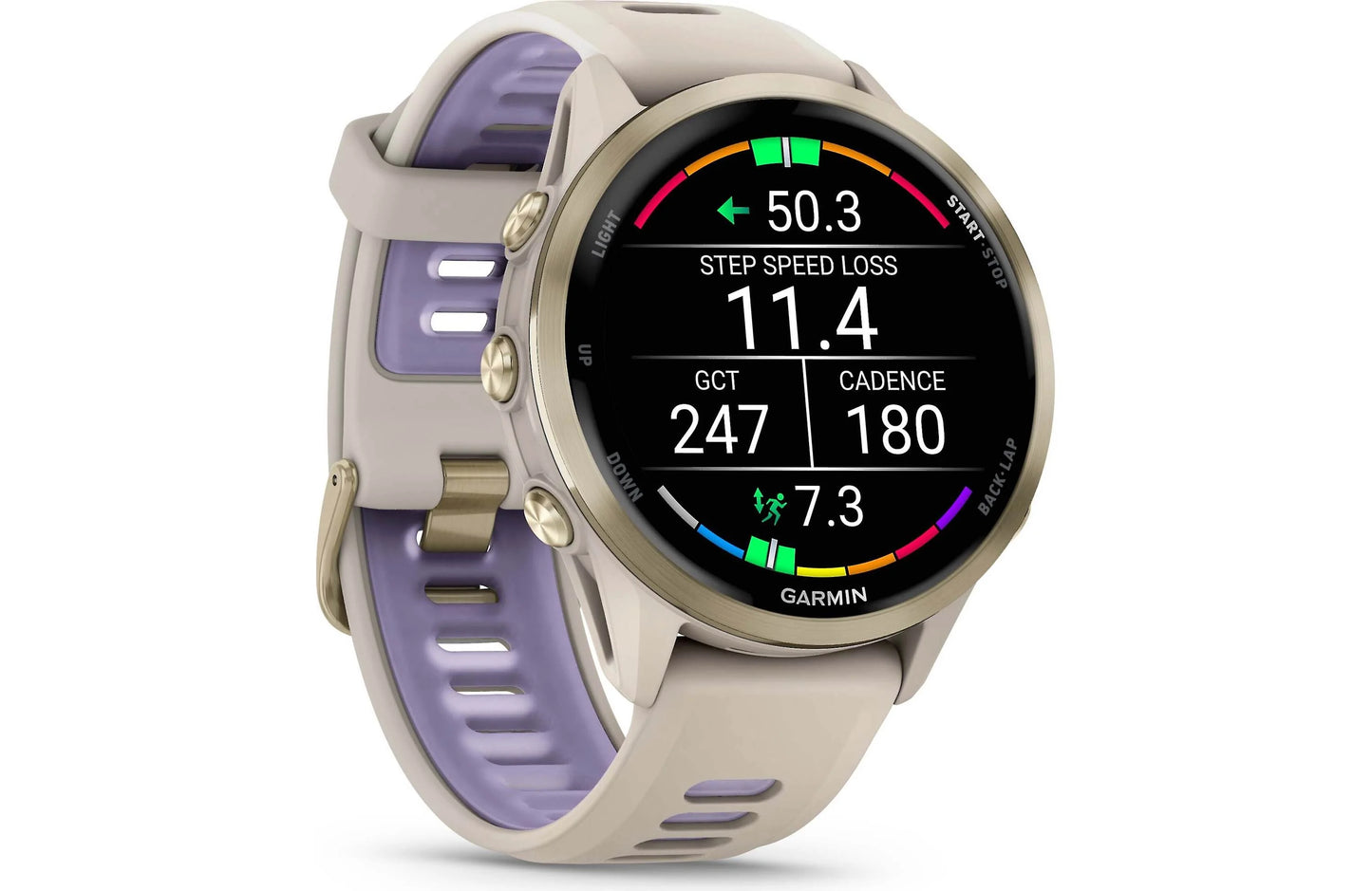 Garmin Forerunner 970 GPS running watch (Soft Gold with French Gray band)