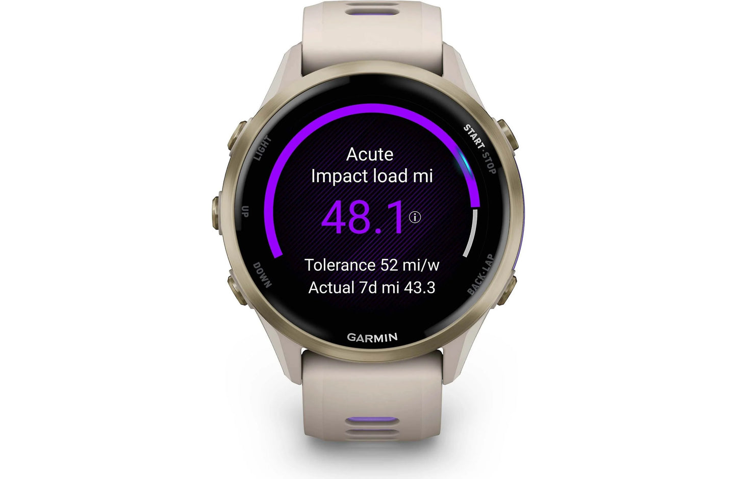 Garmin Forerunner 970 GPS running watch (Soft Gold with French Gray band)
