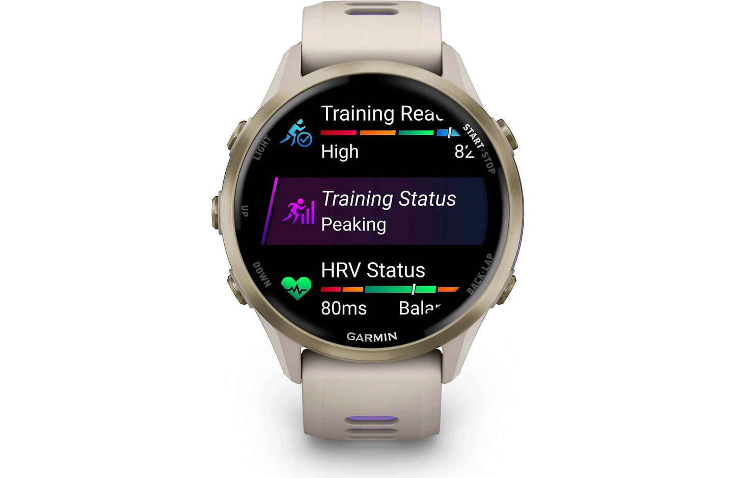 Garmin Forerunner 970 GPS running watch (Soft Gold with French Gray band)