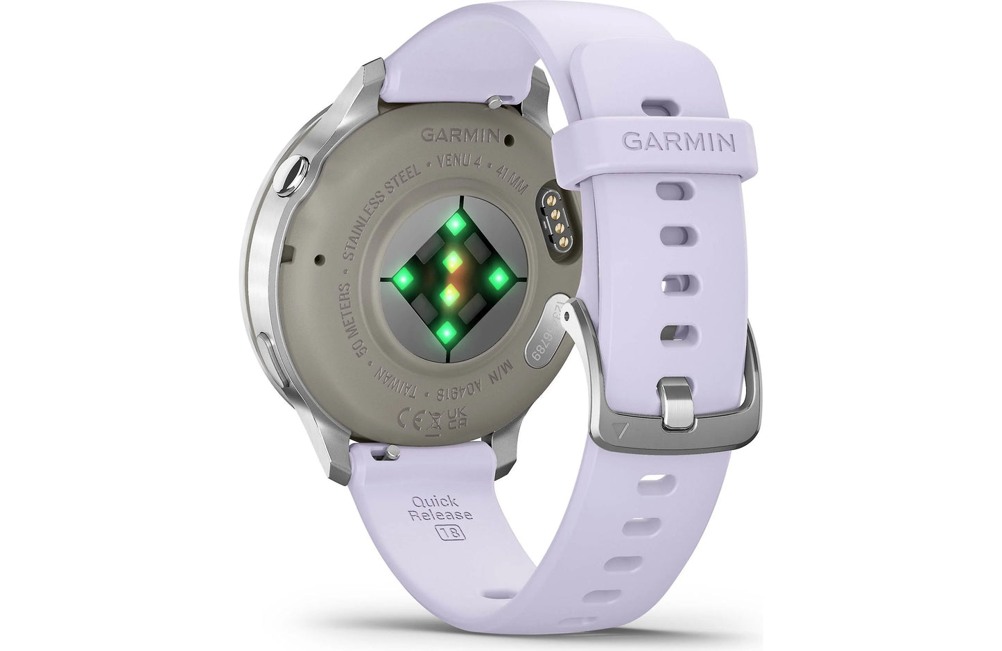 Garmin Venu 4 GPS smartwatch — 41 mm (Silver with periwinkle silicone band)
