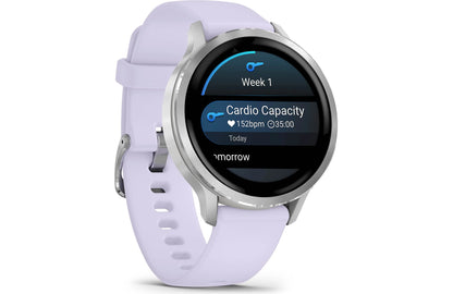 Garmin Venu 4 GPS smartwatch — 41 mm (Silver with periwinkle silicone band)