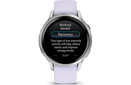 Garmin Venu 4 GPS smartwatch — 41 mm (Silver with periwinkle silicone band)