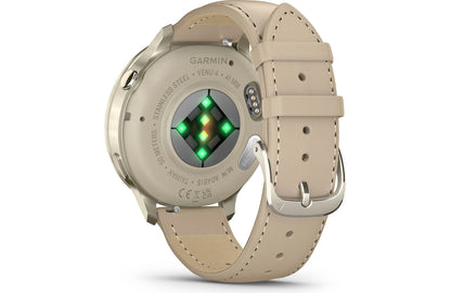 Garmin Venu 4 GPS smartwatch — 41 mm (Lunar gold with bone silicone band and light sand leather band)