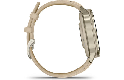 Garmin Venu 4 GPS smartwatch — 41 mm (Lunar gold with bone silicone band and light sand leather band)