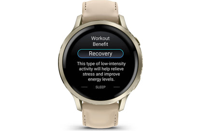 Garmin Venu 4 GPS smartwatch — 41 mm (Lunar gold with bone silicone band and light sand leather band)