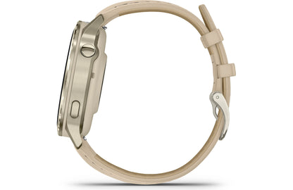 Garmin Venu 4 GPS smartwatch — 41 mm (Lunar gold with bone silicone band and light sand leather band)