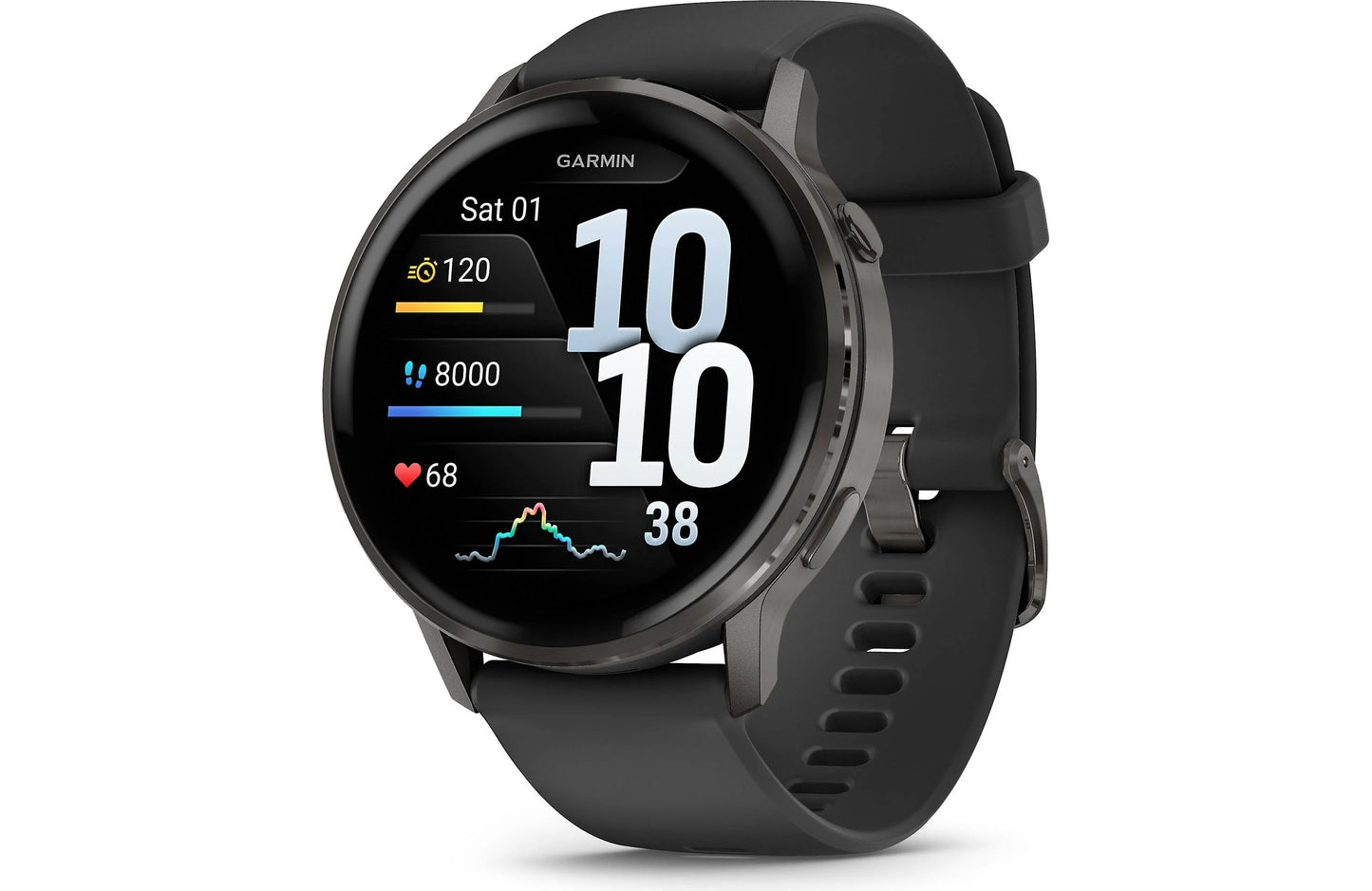 Garmin Venu 4 GPS smartwatch — 45 mm (Slate with black silicone band and brown leather band)