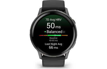 Garmin Venu 4 GPS smartwatch — 45 mm (Slate with black silicone band)