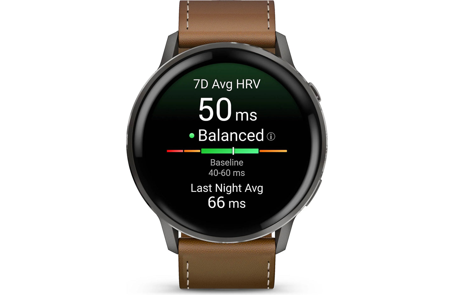 Garmin Venu 4 GPS smartwatch — 45 mm (Slate with black silicone band and brown leather band)
