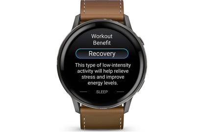 Garmin Venu 4 GPS smartwatch — 45 mm (Slate with black silicone band and brown leather band)