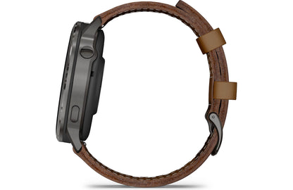 Garmin Venu 4 GPS smartwatch — 45 mm (Slate with black silicone band and brown leather band)