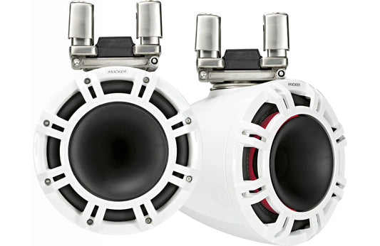 Kicker 44KMTC94W 9 Inch Wakeboard Tower Speakers with LED White KMTC94W