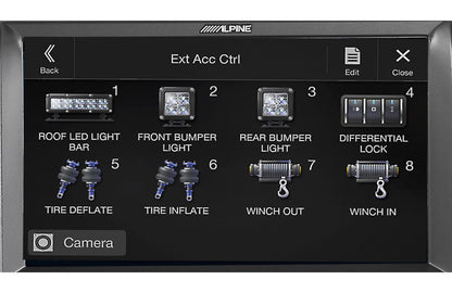 Alpine vehicle control panel with various light and lock controls