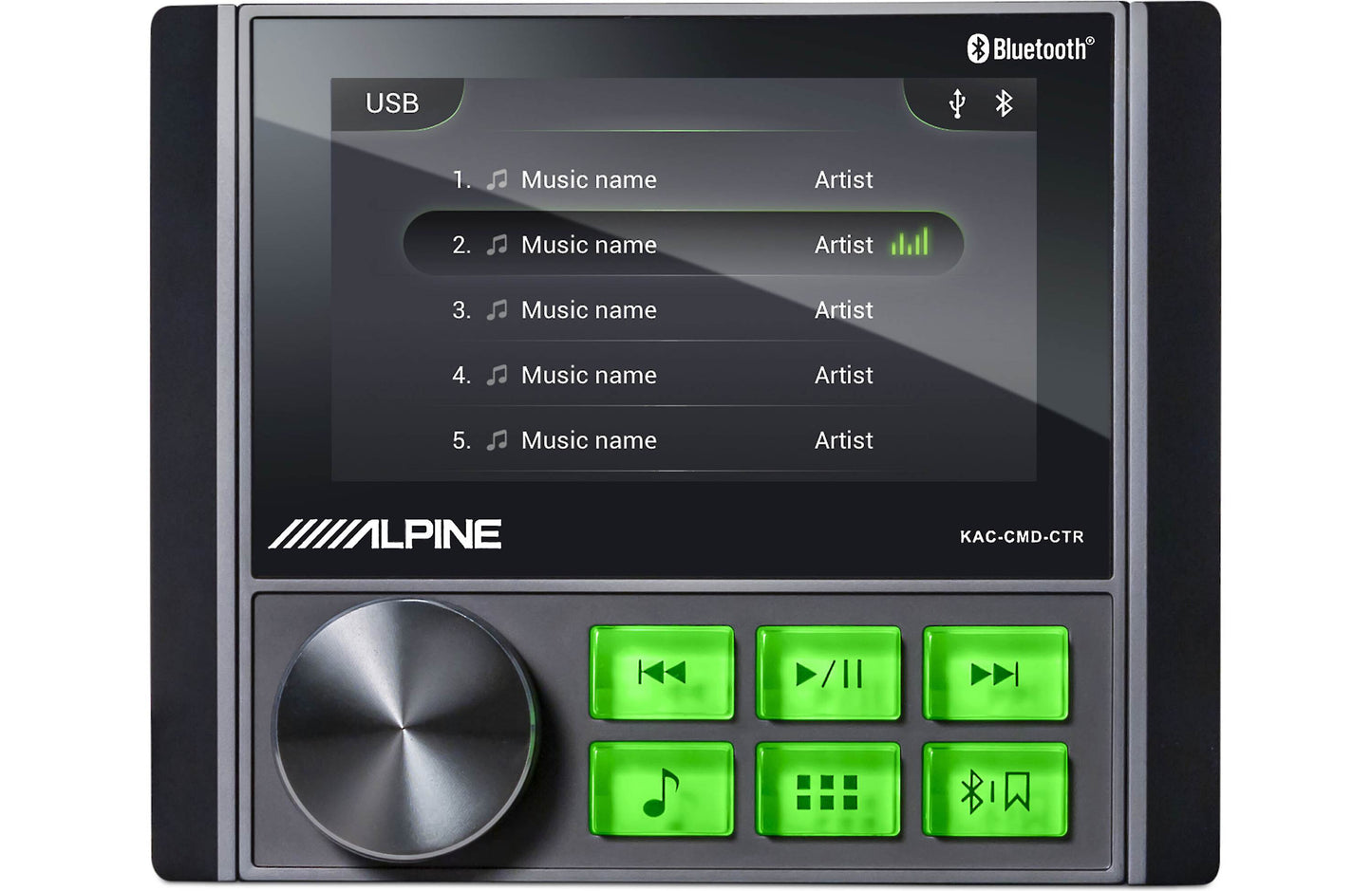 Alpine audio system display with music player