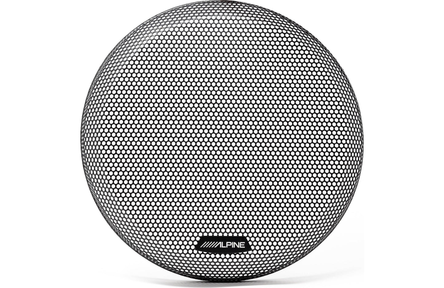 Round speaker with honeycomb pattern and Alpine logo