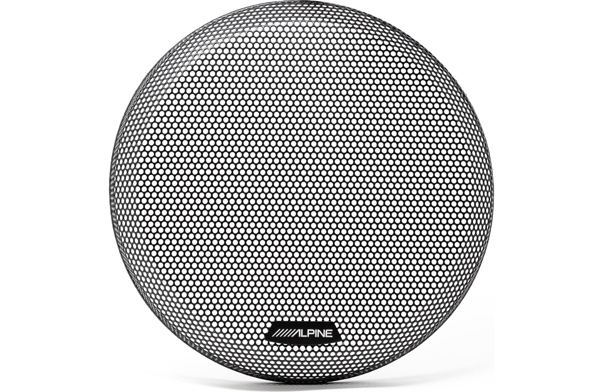 Round speaker with honeycomb pattern and Alpine logo