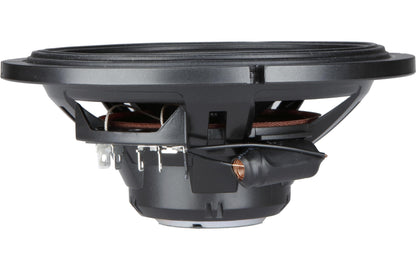 Speaker cone with voice coil and surrounding components on a white background
