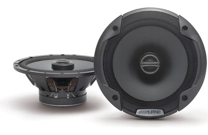 Two car speakers with an Alpine logo on a white background