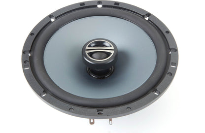 Car speaker with a metallic finish on a white background