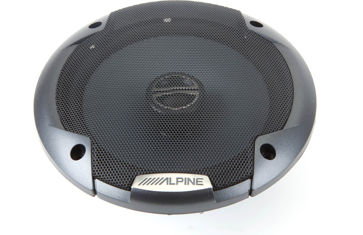 Car speaker with Alpine logo on a white background