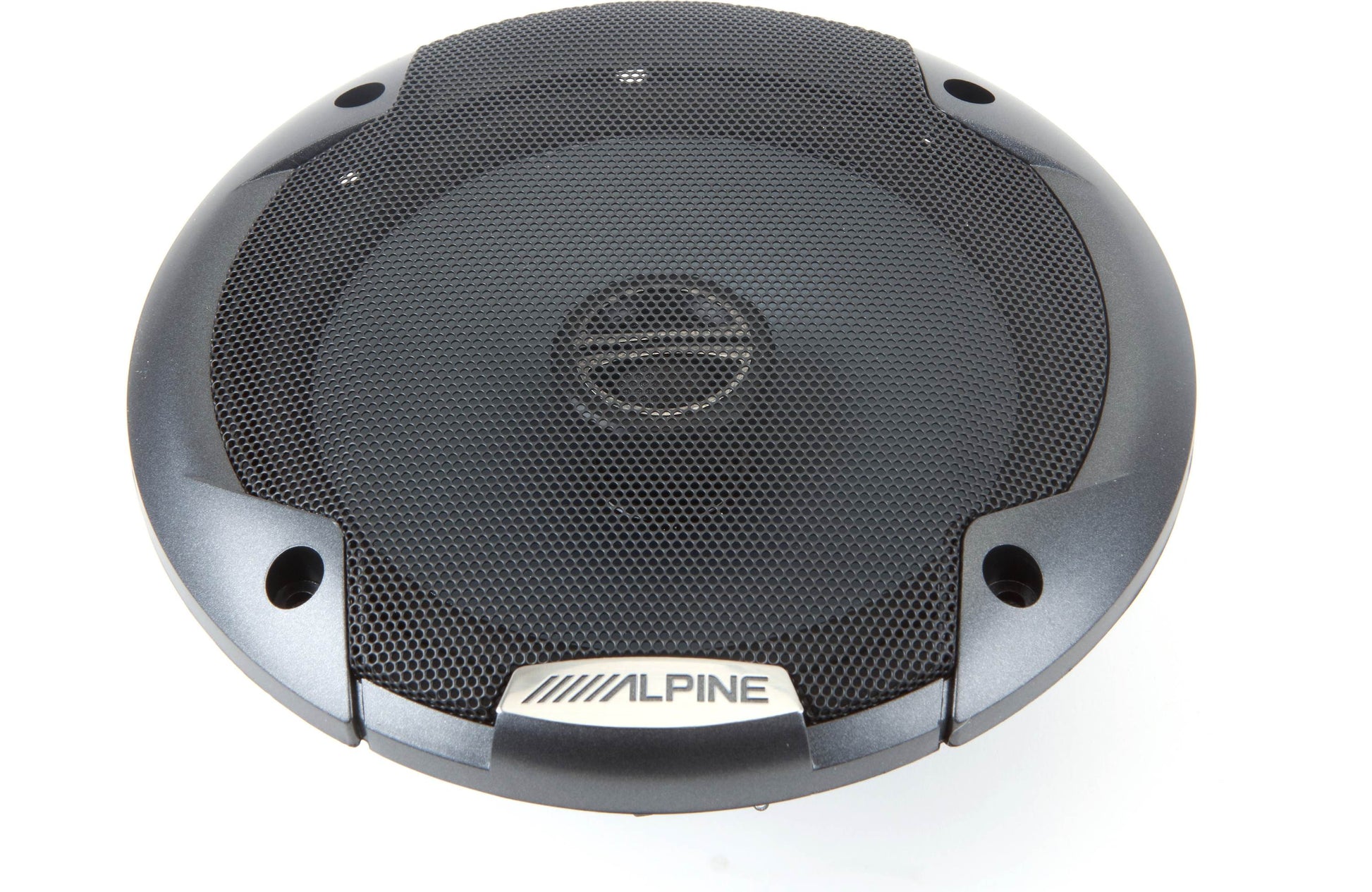 Car speaker with Alpine logo on a white background