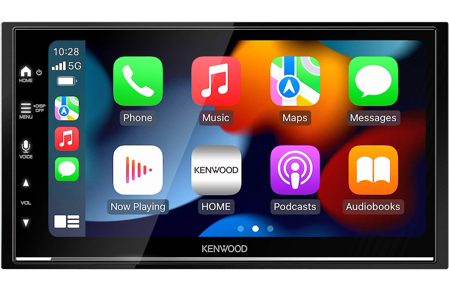 Car stereo system with touchscreen displaying