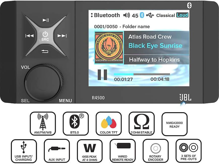 JBL R4500 Wake Series marine digital media receiver (does not play CDs)