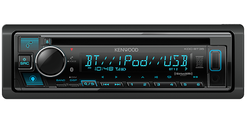 Kenwood KDC-BT35 1-DIN CD Receiver, Bluetooth, Alexa Built-in, SiriusXM Ready, Front USB & AUX
