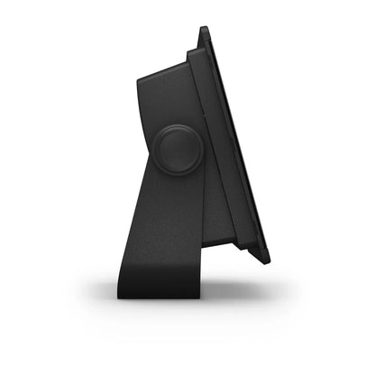 Black phone stand on a white background