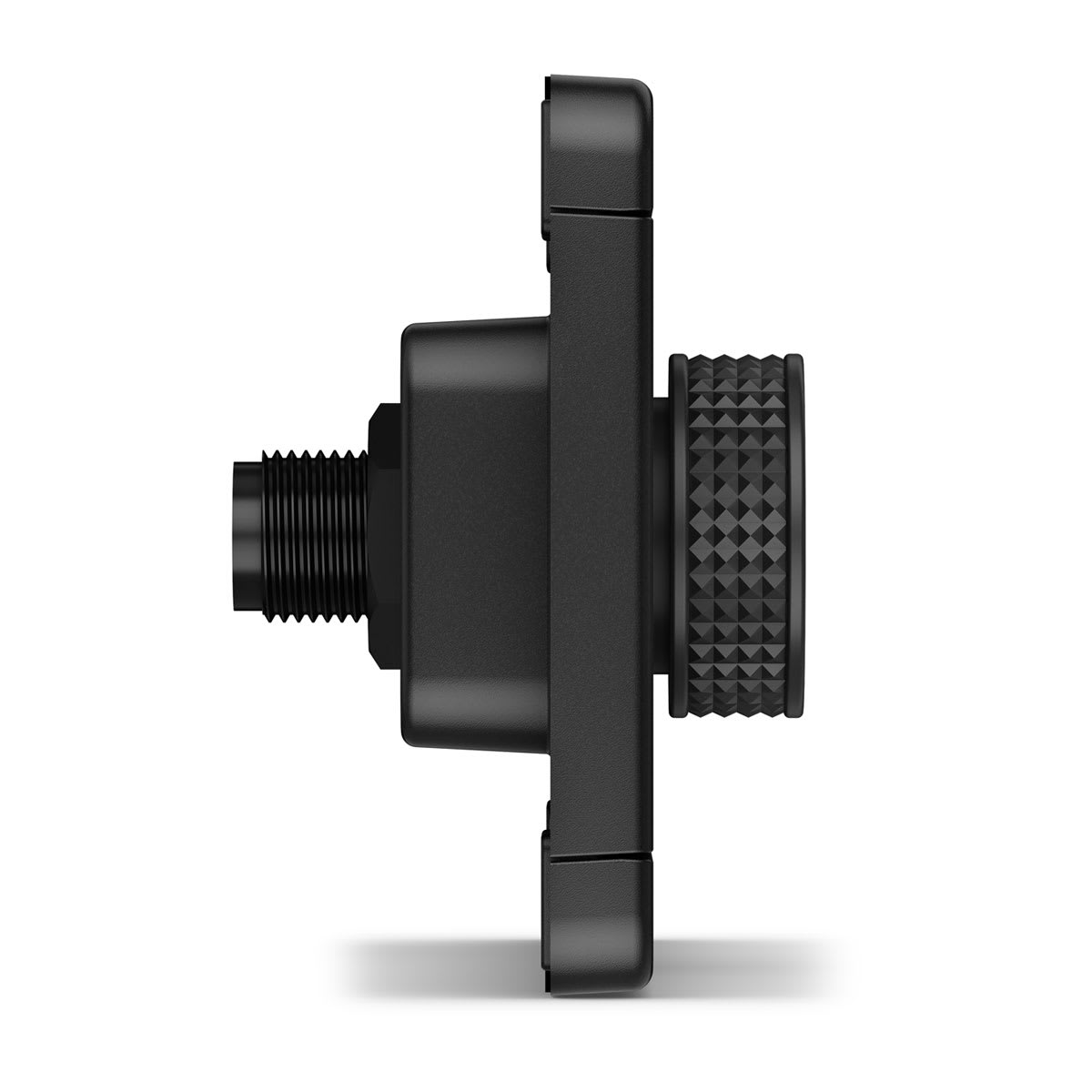 Black camera lens cap with textured grip